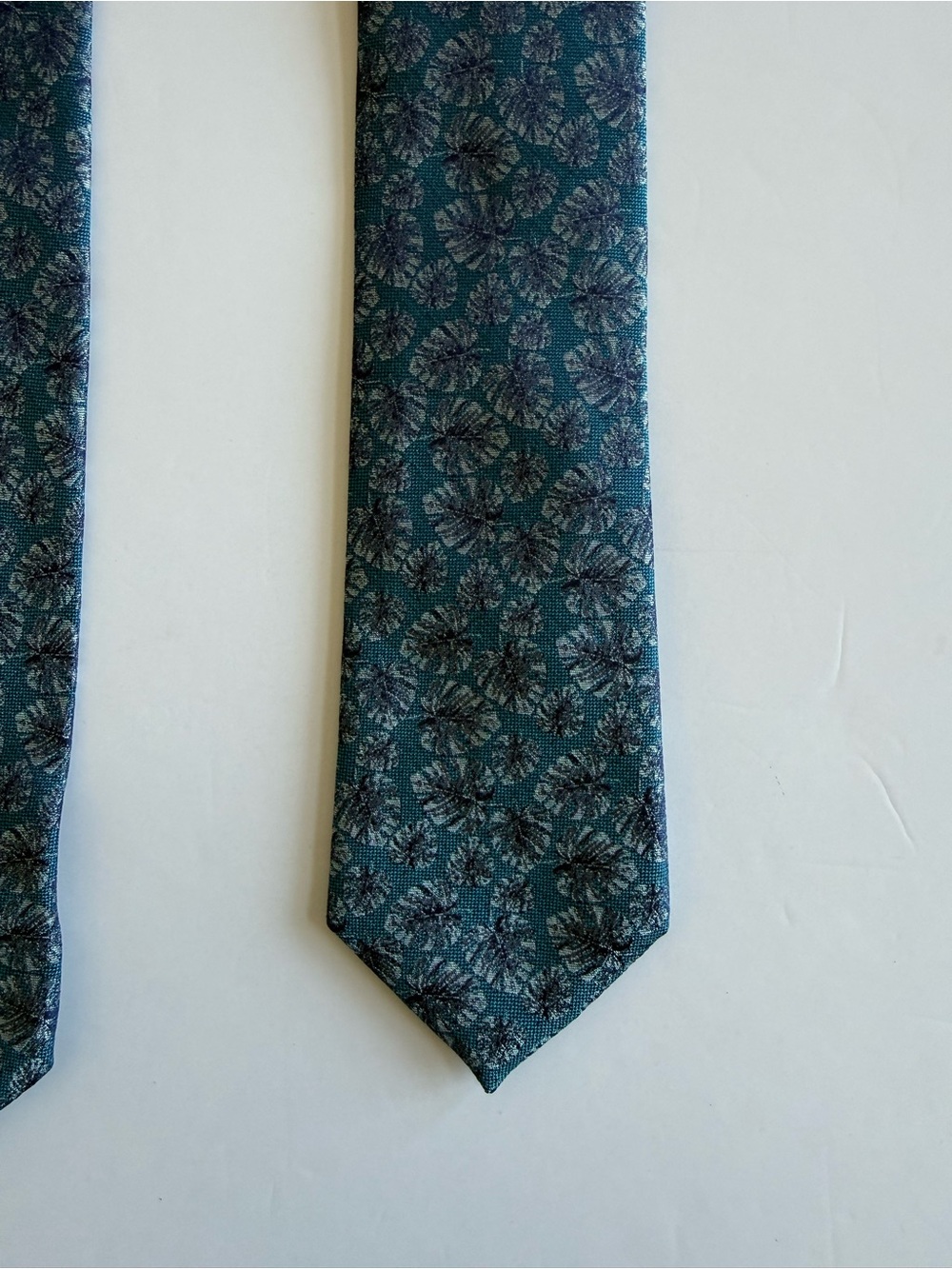Simons Teal Floral Patterned Tie